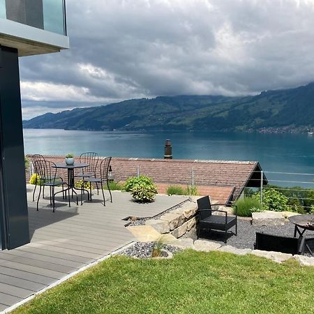 Moderne Unterkunft Mit Panoramablick Auf Thunersee Krattigen Exterior photo