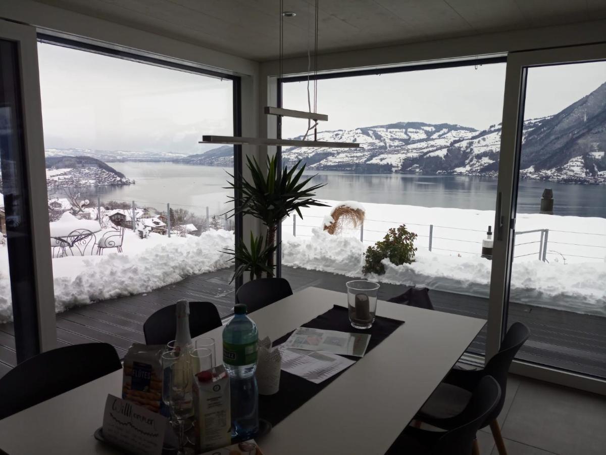 Moderne Unterkunft Mit Panoramablick Auf Thunersee Krattigen Exterior photo