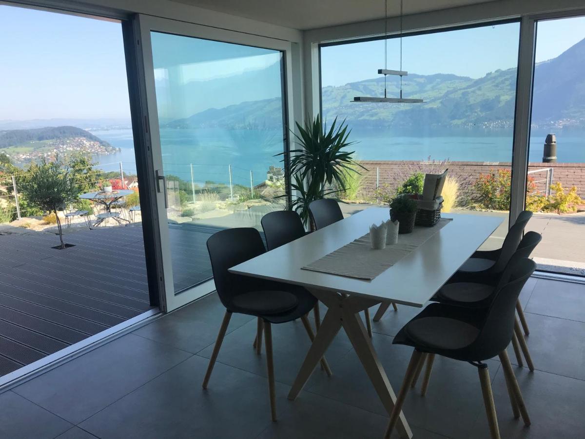 Moderne Unterkunft Mit Panoramablick Auf Thunersee Krattigen Exterior photo
