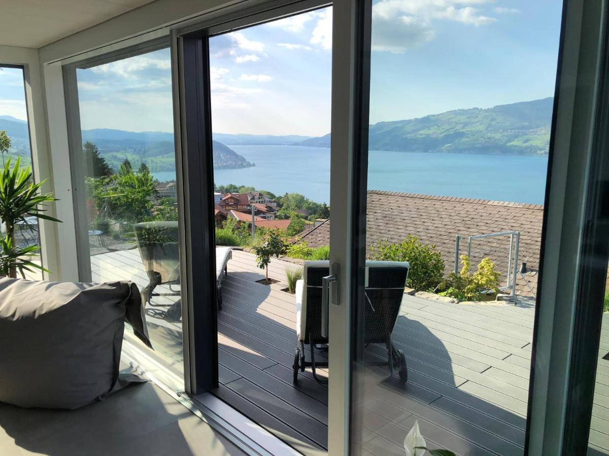 Moderne Unterkunft Mit Panoramablick Auf Thunersee Krattigen Exterior photo
