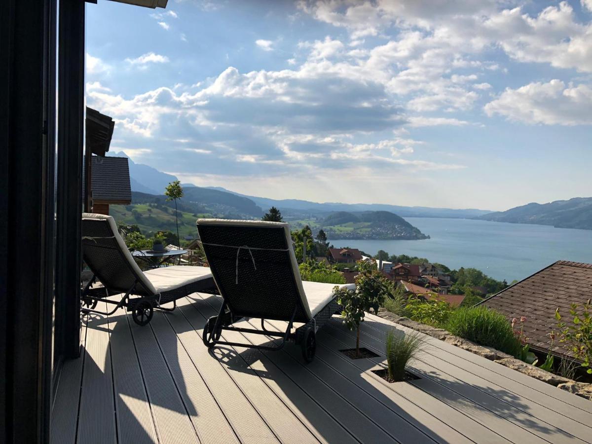 Moderne Unterkunft Mit Panoramablick Auf Thunersee Krattigen Exterior photo