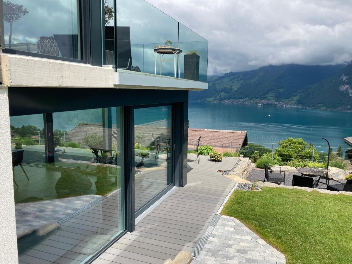 Moderne Unterkunft Mit Panoramablick Auf Thunersee Krattigen Exterior photo