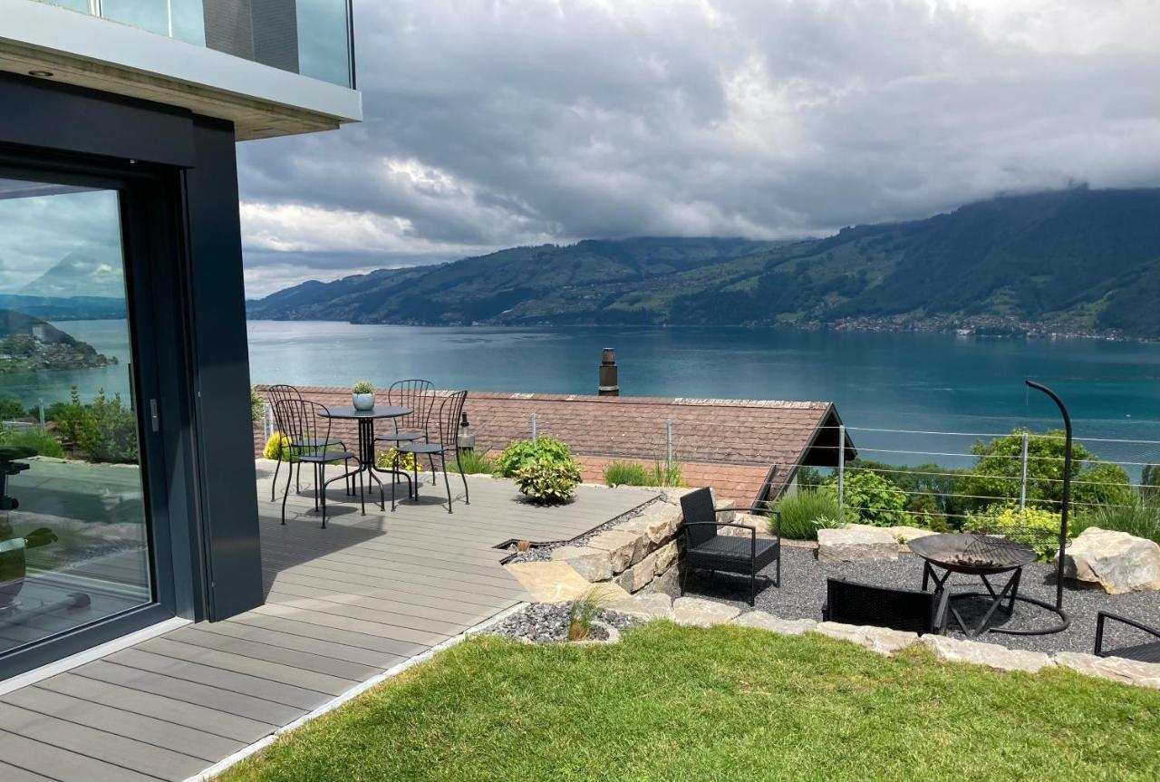 Moderne Unterkunft Mit Panoramablick Auf Thunersee Krattigen Exterior photo